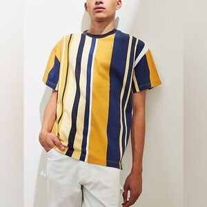 Urban Outfitters Shirt Men medium retro striped color block‎ yellow blue